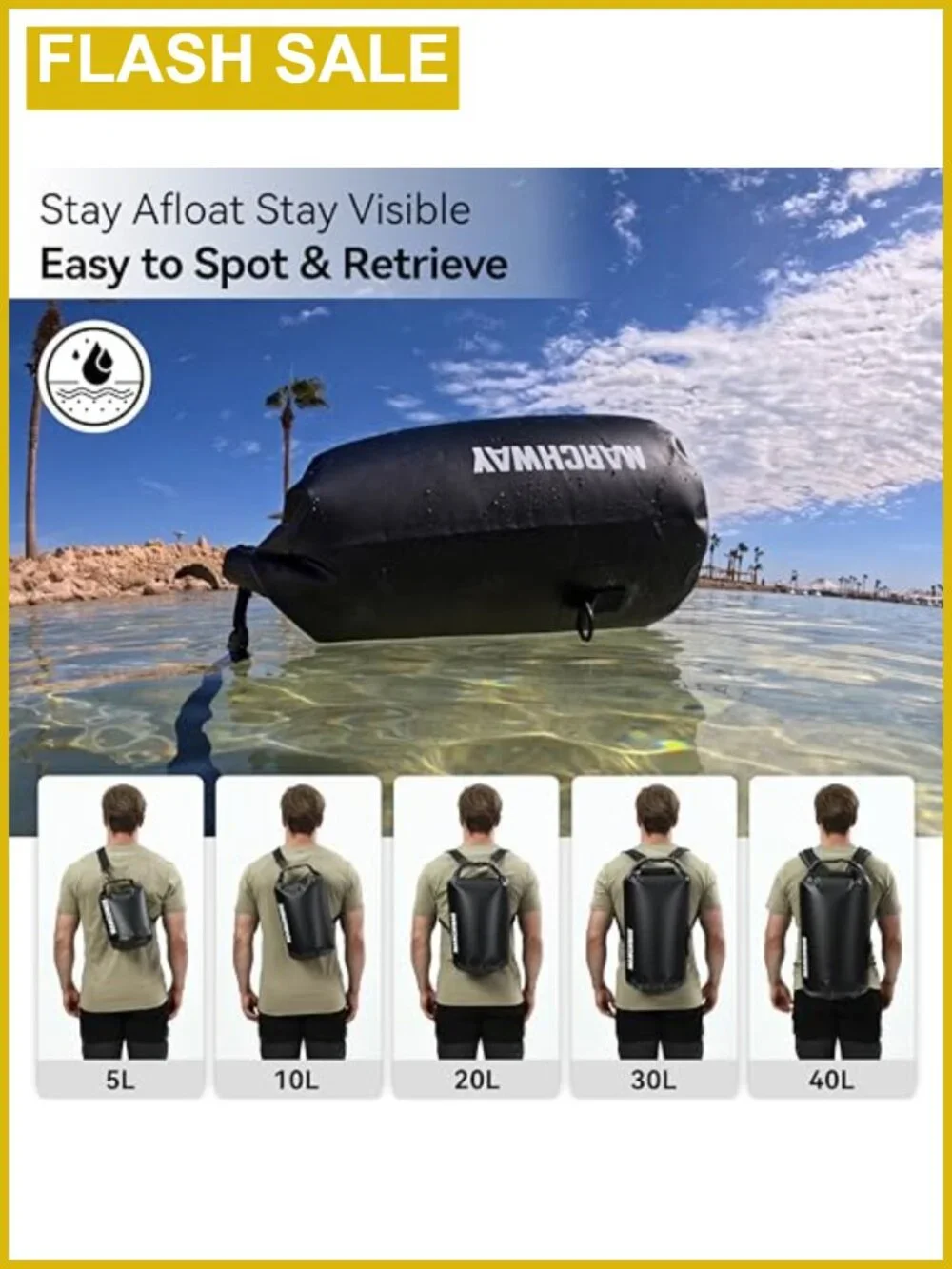 MARCHWAY Waterproof Dry Bag Backpack, Roll Top, PVC, Floating, 5L to 40L